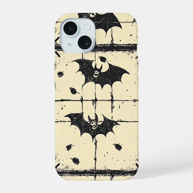 Vintage Halloween Bat Flight Pattern iPhone 15 Case (Back)