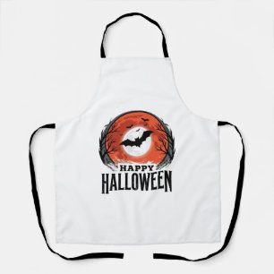 Vintage Halloween Bat Moon Engraving Design_1 Apron