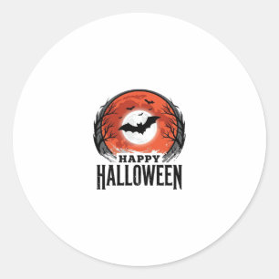 Vintage Halloween Bat Moon Engraving Design_1 Classic Round Sticker