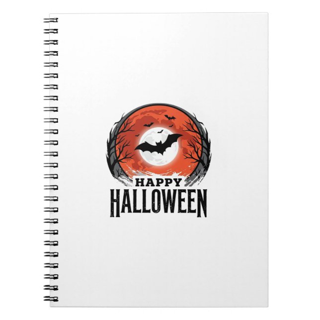 Vintage Halloween Bat Moon Engraving Design_1 Notebook (Front)