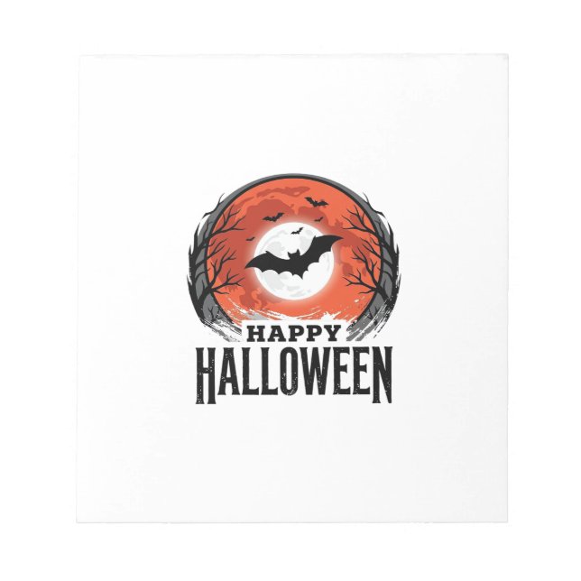 Vintage Halloween Bat Moon Engraving Design_1 Notepad (Front)