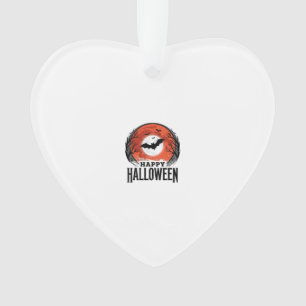 Vintage Halloween Bat Moon Engraving Design_1 Ornament