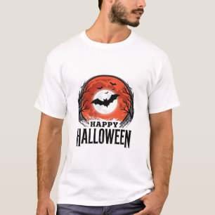 Vintage Halloween Bat Moon Engraving Design_1 T-Shirt