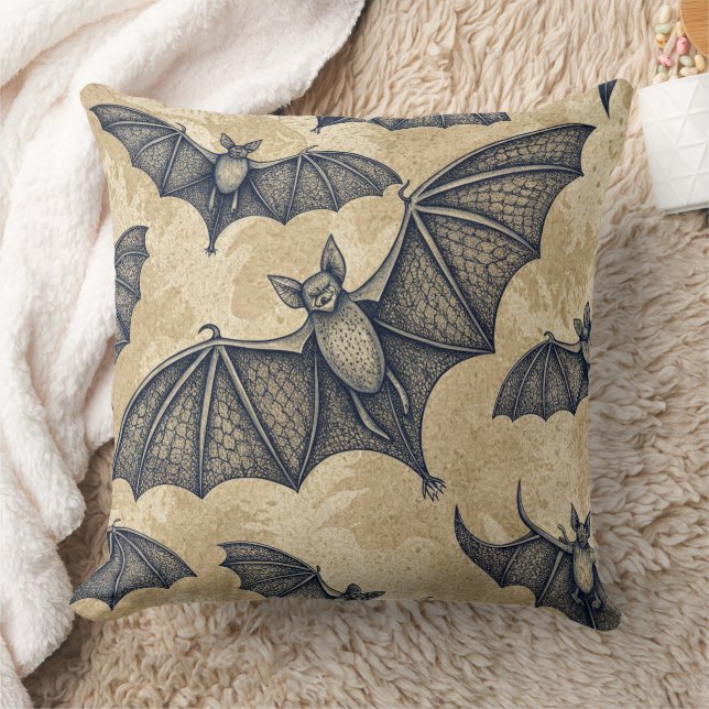 Vintage Halloween Bats Cushion (Blanket)