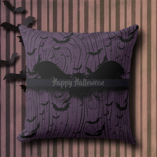 Vintage Halloween Bats Monogram Cushion