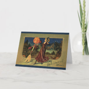 Vintage Halloween, Beautiful Dancing Witch Card