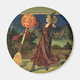 Vintage Halloween, Beautiful Dancing Witch Magnet