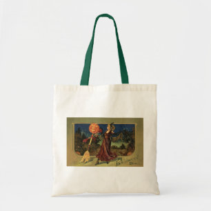 Vintage Halloween, Beautiful Dancing Witch Tote Bag