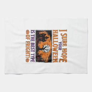 Vintage Halloween Best Type Of Fright Design_1 Tea Towel