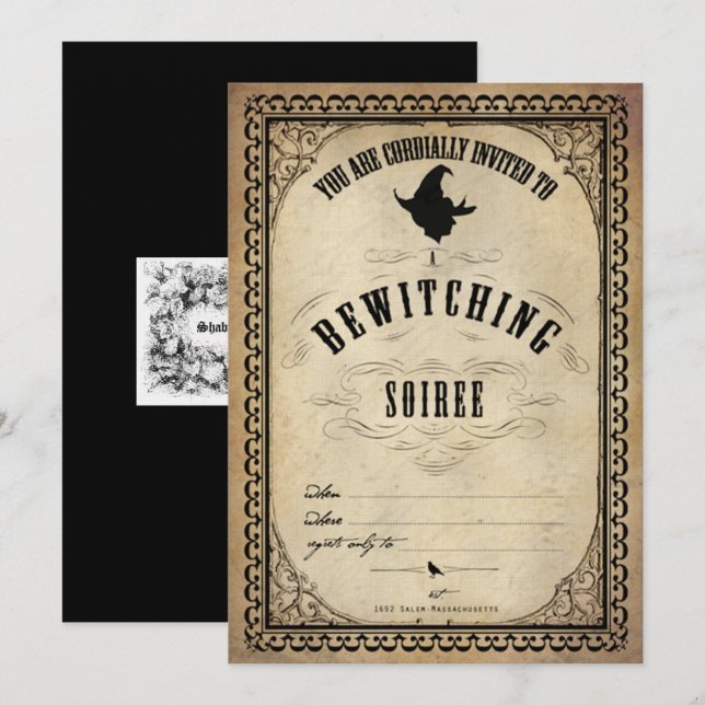 Vintage Halloween Bewitching Soiree Invitation (Front/Back)
