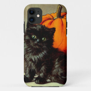 Vintage Halloween Black Cat and Pumpkins iPhone 11 Case