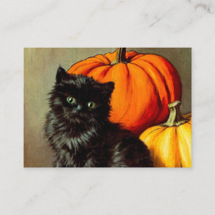 Vintage Halloween Black Cat and Pumpkins Enclosure Card