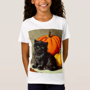 Vintage Halloween Black Cat and Pumpkins T-Shirt