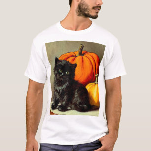 Vintage Halloween Black Cat and Pumpkins T-Shirt