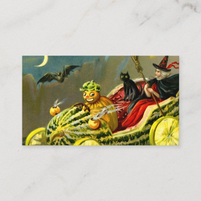 Vintage Halloween Black Cat and Witch Enclosure Card (Front)