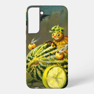 Vintage Halloween Black Cat and Witch Samsung Galaxy Case