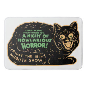 Vintage Halloween Black Cat Bath Mat