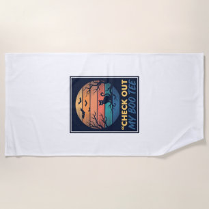 Vintage Halloween Black Cat Boo Tee Shirt Design_1 Beach Towel