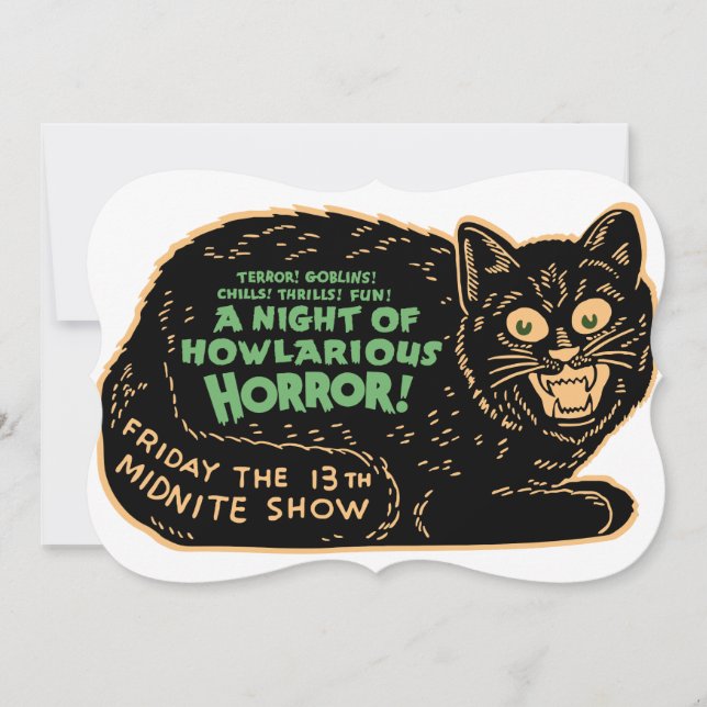 Vintage Halloween Black Cat Card (Front)
