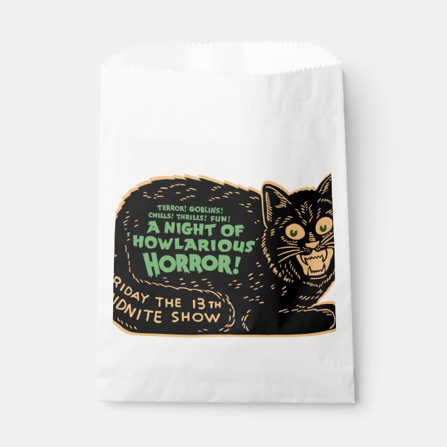 Vintage Halloween Black Cat Favour Bags (Front)