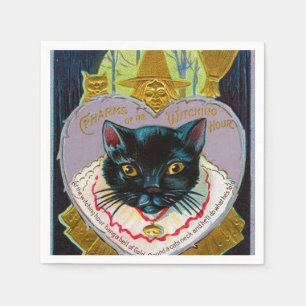vintage Halloween black cat party Napkin