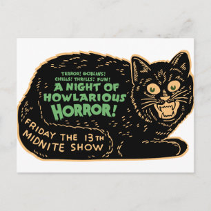 Vintage Halloween Black Cat Postcard