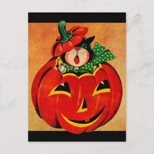 Vintage Halloween Black Cat Postcard