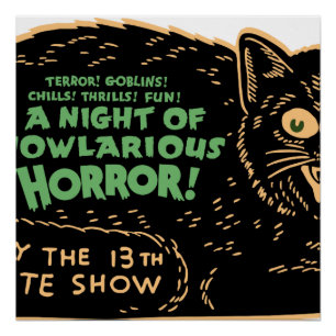 Vintage Halloween Black Cat Poster