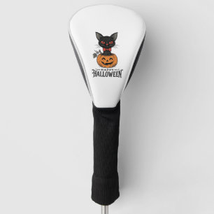 Vintage Halloween Black Cat Pumpkin Shirt Design_1 Golf Head Cover