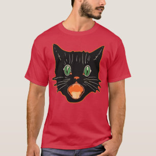 Vintage Halloween Black Cat Scaredy Cat  T-Shirt