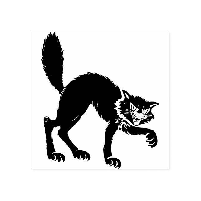 Vintage Halloween Black Cat Stamp (Imprint)