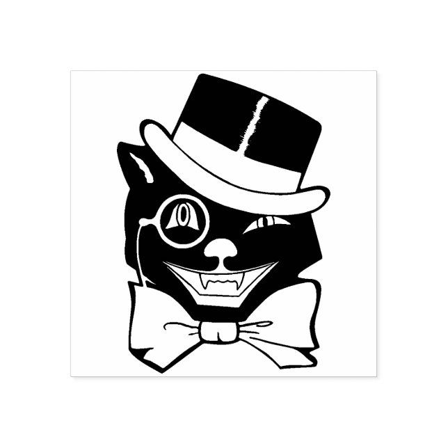 Vintage Halloween Black Cat Stamp (Imprint)