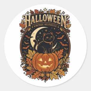 Vintage Halloween Black Cat Sticker