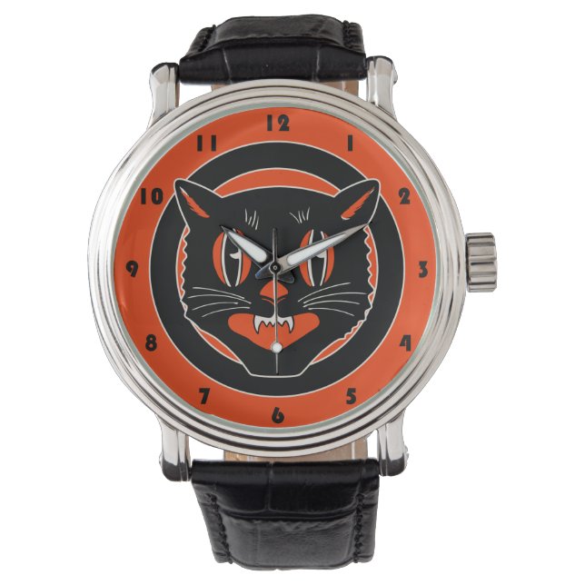 Vintage Halloween Black Cat Watch (Front)