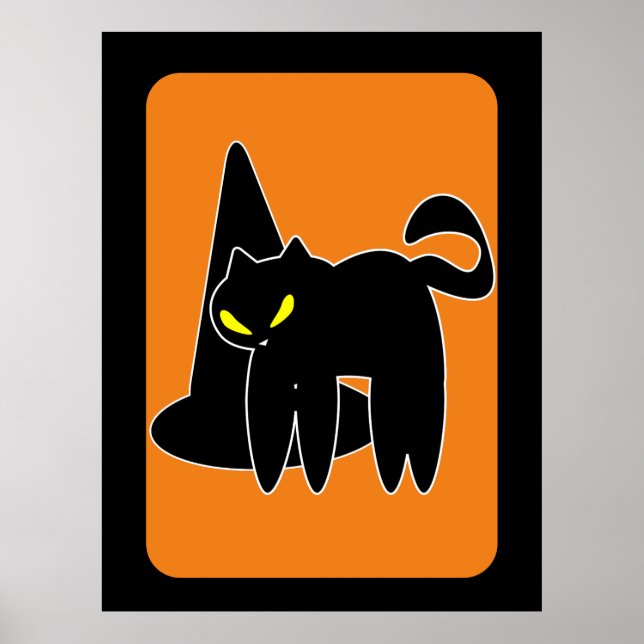 Vintage Halloween Black Cat Witch  Poster (Front)