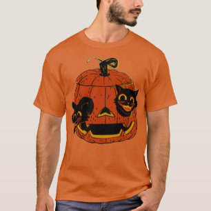 Vintage Halloween Black Cats Scaredy Cat  T-Shirt