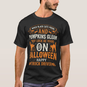 Vintage Halloween Black Cats Truck Driver T-Shirt