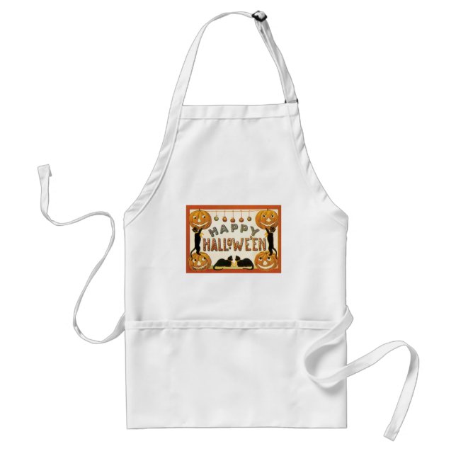 Vintage Halloween, Black Cats with Jackolanterns Standard Apron (Front)