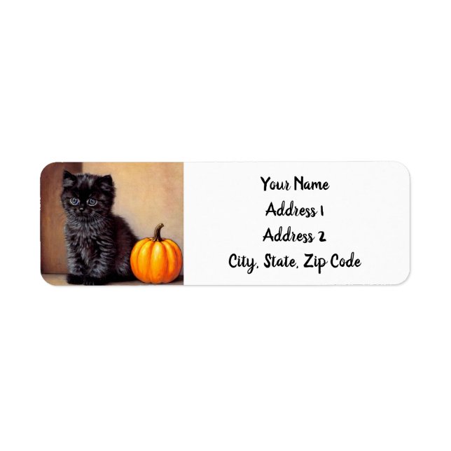 Vintage Halloween Black Kitten Illustration (Front)