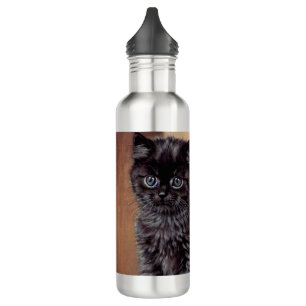 Vintage Halloween Black Kitten Illustration 710 Ml Water Bottle