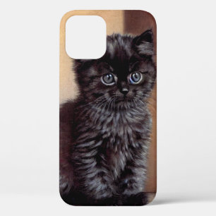 Vintage Halloween Black Kitten Illustration iPhone 12 Case