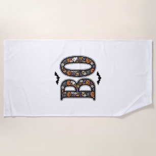 Vintage Halloween Boo Doodle Vector Design_1 Beach Towel