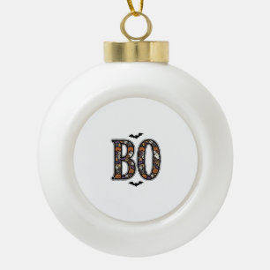 Vintage Halloween Boo Doodle Vector Design_1 Ceramic Ball Christmas Ornament