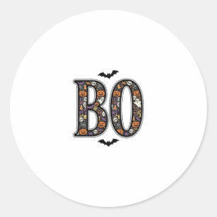 Vintage Halloween Boo Doodle Vector Design_1 Classic Round Sticker