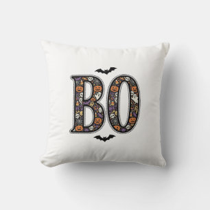 Vintage Halloween Boo Doodle Vector Design_1 Cushion