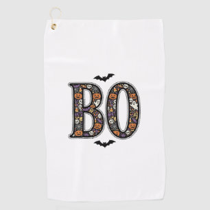 Vintage Halloween Boo Doodle Vector Design_1 Golf Towel