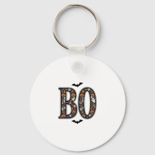 Vintage Halloween Boo Doodle Vector Design_1 Key Ring