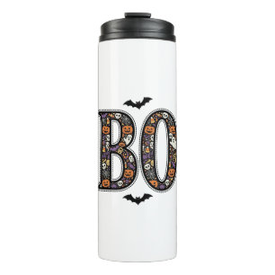 Vintage Halloween Boo Doodle Vector Design_1 Thermal Tumbler