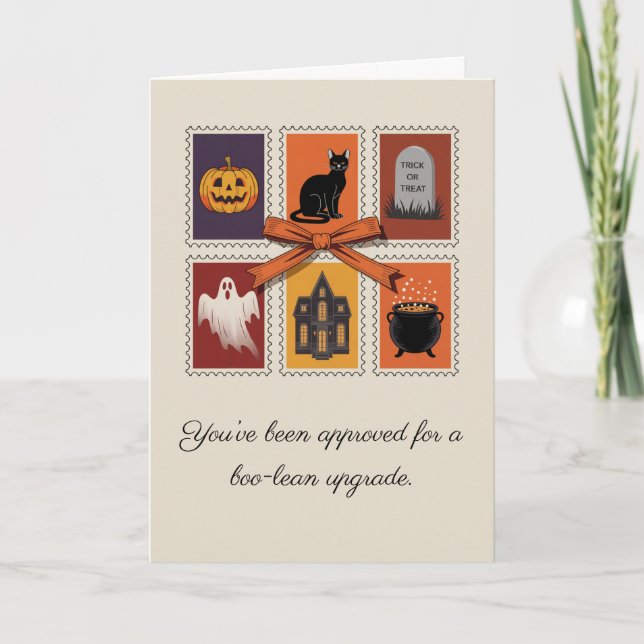 Vintage Halloween Boo Ghost Folded Card  (Front)