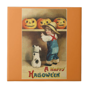 Vintage Halloween Boy Tile